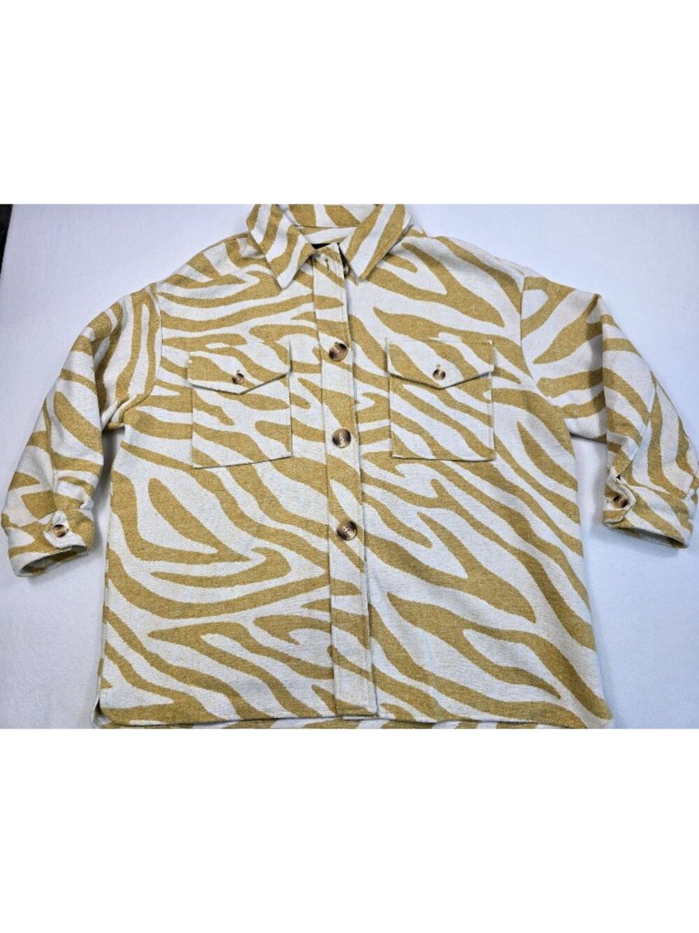 Scoop Womens Large 12/14  Zebra Print Button-Up Jacket Shacket